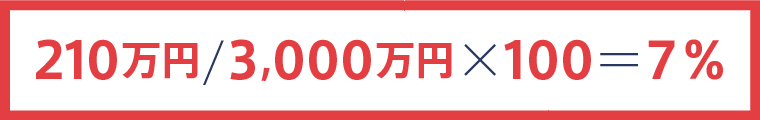 210万円/3,000万円×100＝7％